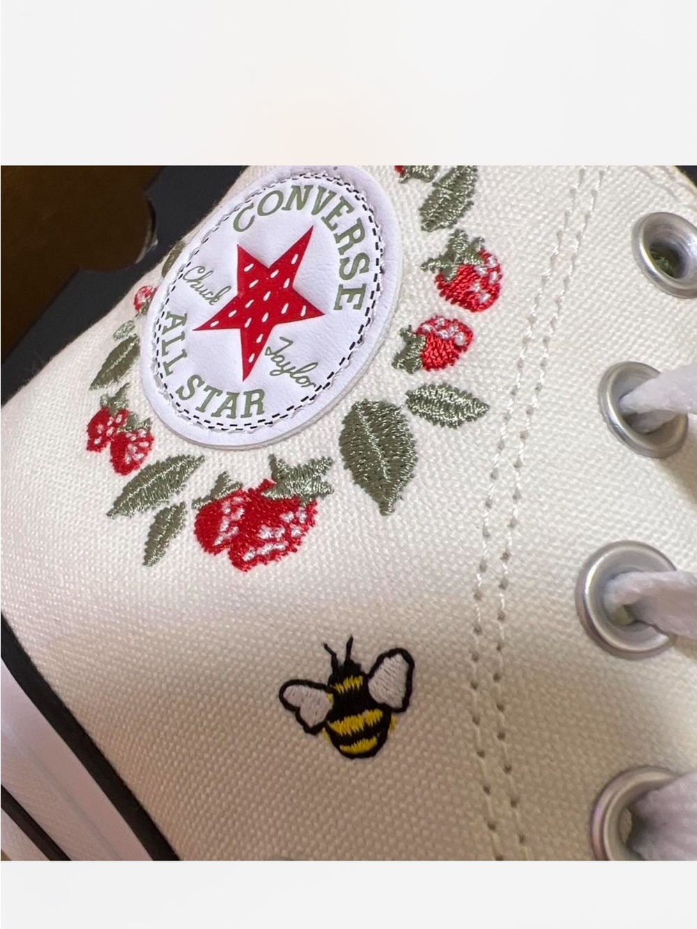 Converse High-Top “Berries & Bees” Sneakers - Cream - Picture 4 of 9